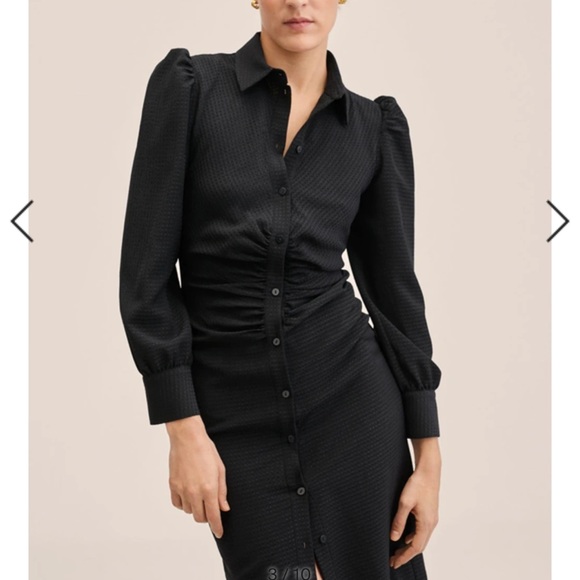 Mango Dresses & Skirts - Women ruffled shirt dress in black